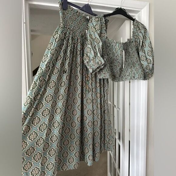 ZARA BOHO SMOCKED LONG PRINTED SKIRT - Picture 1 of 15